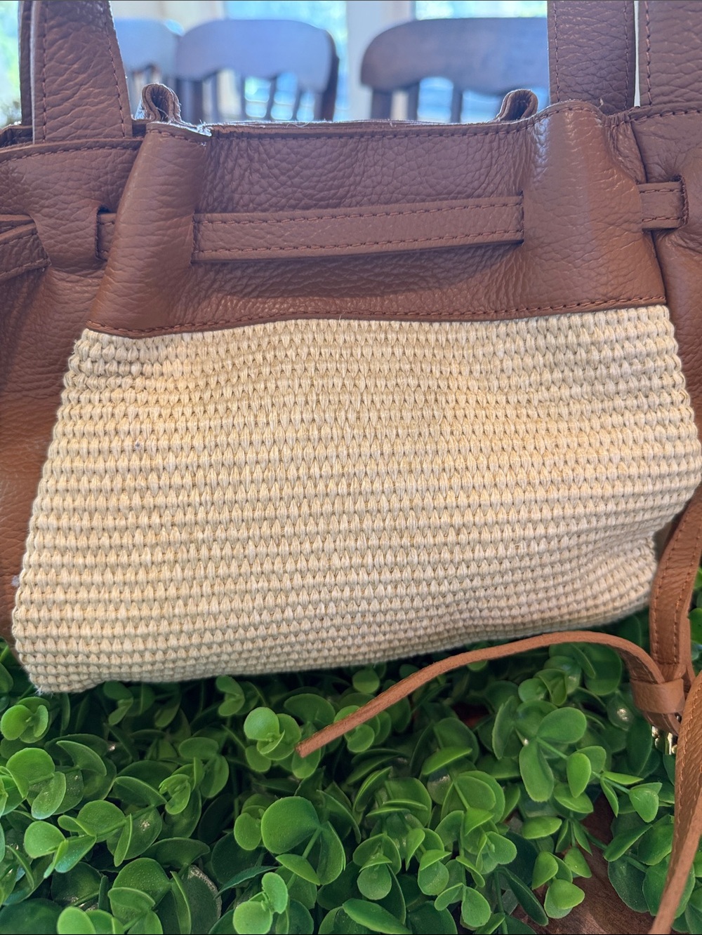 Valentina Brown & Cream Woven-Front Shoulder Bag - Picture 3 of 5